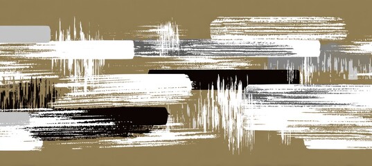 Abstract horizontal brushstrokes in shades of beige, white, black, and gray
