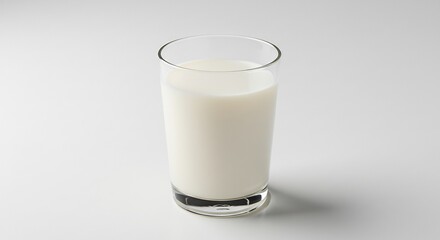 Fresh milk sits serenely in a clear glass against a bright white background. AI Generated