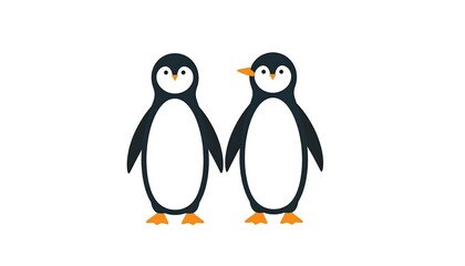 Naklejka premium Two penguins holding hands