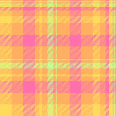 Website textile tartan check, valentine plaid pattern background. Copy space vector seamless texture fabric in orange and pink colors.
