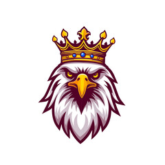 Fototapeta premium Majestic eagle head wearing a royal golden crown symbolizing power and royalty
