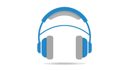 Stylish blue and gray headphone illustration, minimalist design, perfect for audio related content and technology presentations or promotional