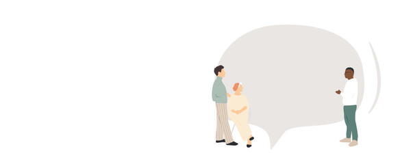 Different people with chat bubble. Communication concept.	