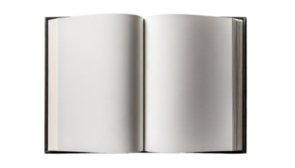 Ai generated image of open blank book isolated on white background 