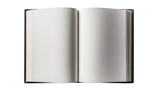 Ai generated image of open blank book isolated on white background 