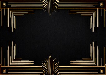 Art Deco gold frame on black background