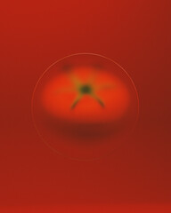 Tomato Frosted Glass Red Background Soft Focus 3d illustration