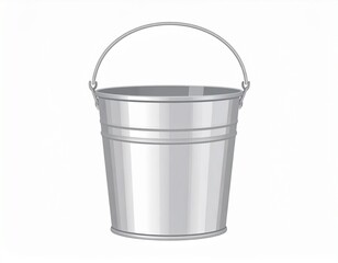 Metal bucket. Vector. Pail icon. Flat design. Steel garden tin, isolated on white background