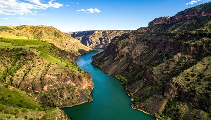 Scenic river winding through a canyon