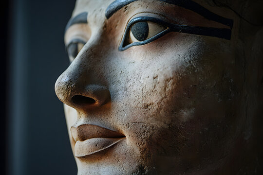 Profile View of Akhenaton Stone Sculpture with Detailed Ear