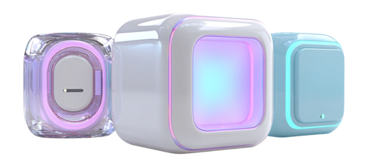 Modern Abstract Blocks with Soft Glow in Various Colors and Shapes