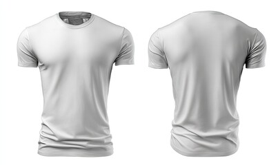 Blank, light gray t-shirt, front and back views