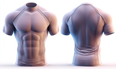 Front and back view of a light gray athletic top