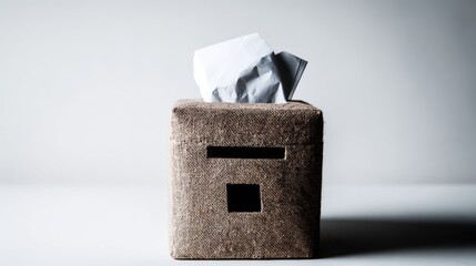 Brown box tissue dispenser with white tissues
