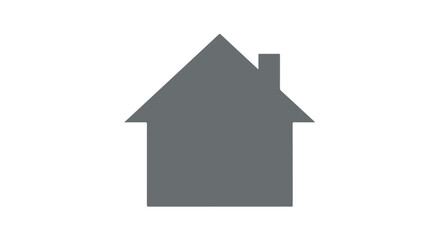 Simple gray house icon against a white background representing home, real estate, and construction industries providing a clear visual representation
