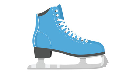 Iconic blue figure ice skate isolated on white background representing winter activities, recreation and seasonal sport footwear accessory