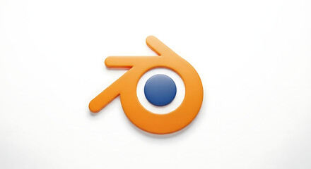 A blender logo featuring an orange abstract shape with a blue circle in the center on a white background ai generated