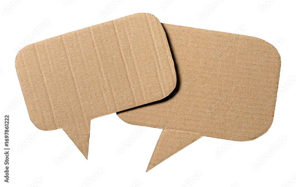 Poster blank cut out cardboard paper speech bubbles with copy space for text on transparent png background 