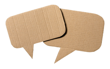 Blank cut out cardboard paper speech bubbles with copy space for text on transparent png background conversation discussion design element