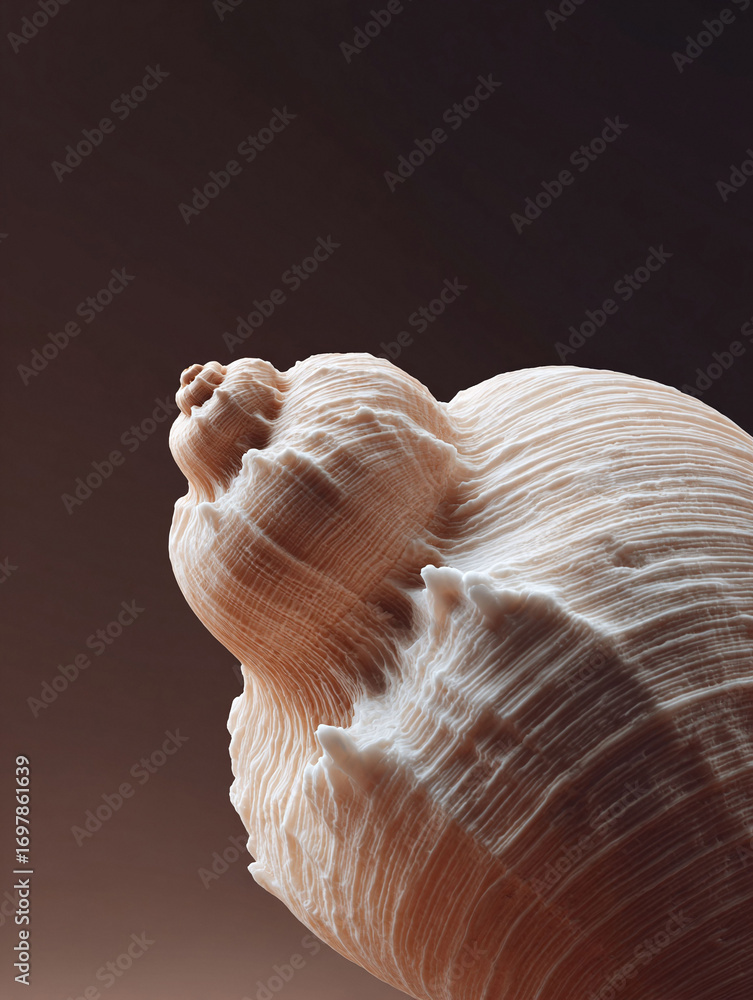 Aufkleber elegant closeup of a seashell with beautiful textural details against a smooth gradient background. 