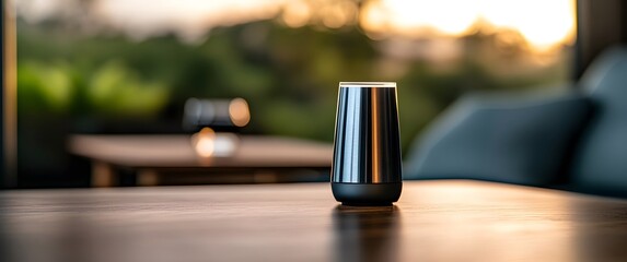 Modern Cylindrical Metal Object on Table