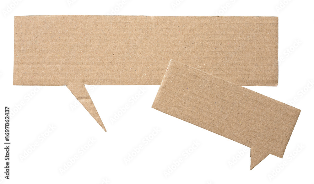 Poster blank cut out cardboard paper speech bubbles with copy space for text on transparent png background 