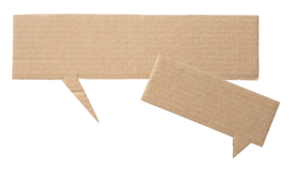 Blank cut out cardboard paper speech bubbles with copy space for text on transparent png background conversation discussion design element