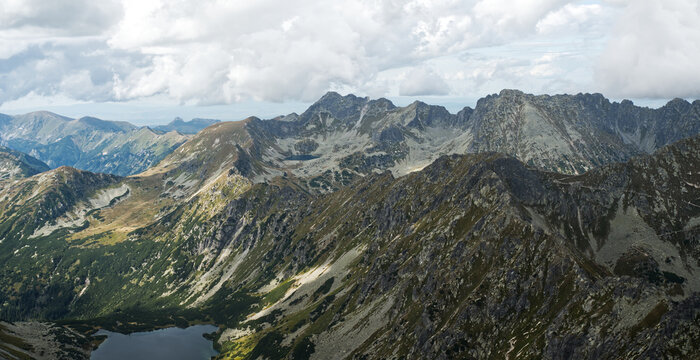 View from Koprovsky stit mountain peak in High Tatras mountains in Slovakia