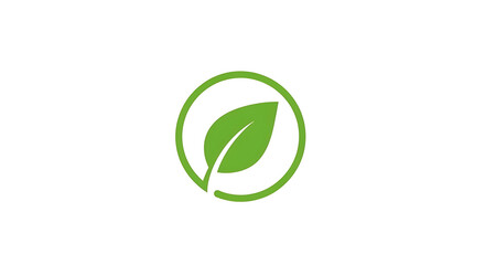 A green leaf inside a green circle on a white background simple and clean design for eco friendly brand ai generated
