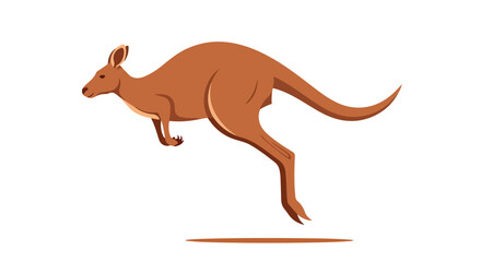 Dynamic kangaroo illustration exhibiting movement, showcasing a minimalist style and an earthy color palette with smooth vector lines