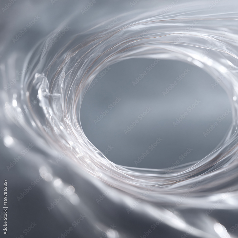 Poster abstract macro shot of intertwined, translucent fibers creating a vortex. evokes themes of connectiv