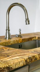 Modern kitchen sink with faucet and countertop