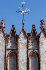 Detail of facade of Gothic Church of Blessed Virgin Mary, Old Town Market Square (Rynek Staromiejski), Torun, Poland