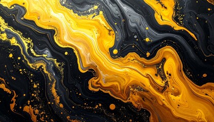 Beautiful abstract pattern with yellow black background on gold background