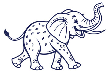 Cute Cartoon Elephant Isolated on White Background in Art