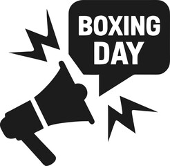 Boxing Day sale announcement with megaphone and speech bubble vector illustration