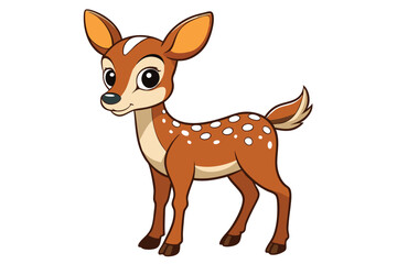 Cute Cartoon Fawn on White Background, Adorable Deer with Spots Design