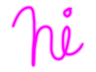 Vibrant neon pink 'hi' greeting radiates modern welcome and energetic connection instantly
