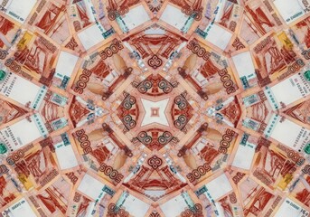 Obraz premium Abstract Kaleidoscope Pattern of Russian Ruble Banknotes
