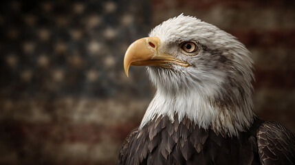 Fototapeta premium american bald eagle with american flag