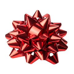 Shiny red gift bow decoration isolated on white background