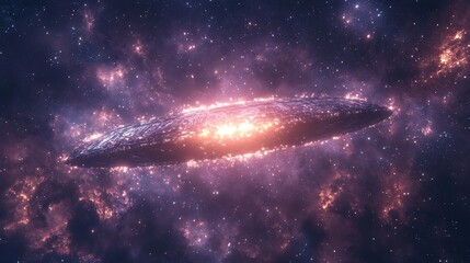 Fototapeta premium mysterious glowing object floating between stars, ancient alien tech radiating energy, dramatic cosmic composition, high realism