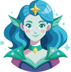 Magical Sea Girl Vector Art Portrait