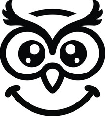 Joyful owl face cartoon cute character graphic design vector