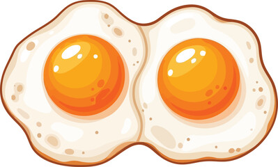Two sunny side up eggs delicious breakfast food healthy morning meal close up isolated vector
