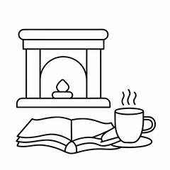 Cozy Hot Cocoa Line Art Vector