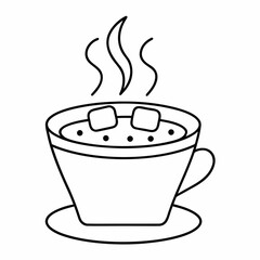 Cozy Hot Cocoa Line Art Vector