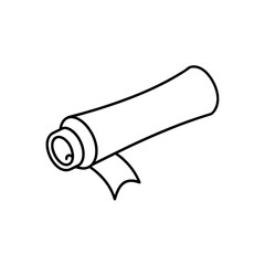 Illustration of a rolled up scroll outline on transparent background