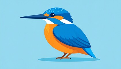 Obraz premium Cartoon kingfisher, profile view