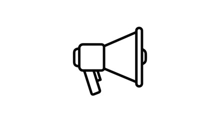 Bold megaphone outline symbol for social media marketing with announcement icon  and vector message tool concept for web communication design